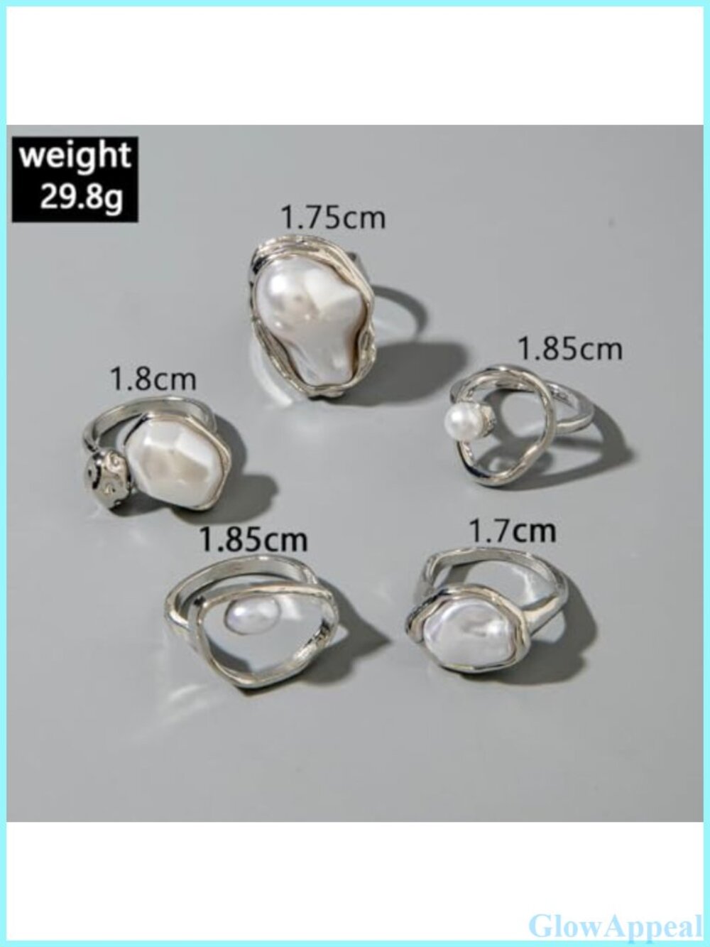 Chunky Stacking Rings Set Baroque Pearl Open Adjustable Statement Rings - Picture 2 of 5